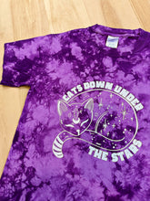 Load image into Gallery viewer, ADULT and YOUTH Grateful Cats Down Under The Stars Purple Tie Dye Tee - Adult S>2XL and  YOUTH Med>XL left!
