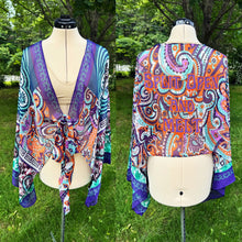 Load image into Gallery viewer, Split Open and Melt Funky Phish Paisley Tie Front Summer Boho Wrap - One size fits ALL (One left!)