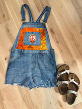 Load image into Gallery viewer, Sunshine Daydream Grateful Peace Tie Dye Distressed Denim Overalls - Size Medium