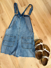 Load image into Gallery viewer, Sunshine Daydream Grateful Peace Tie Dye Distressed Denim Overalls - Size Medium