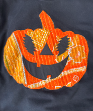Load image into Gallery viewer, Grateful Kantha Quilt Pumpkin Crewneck Sweatshirt - ONE more can be made! size Small> 2XL