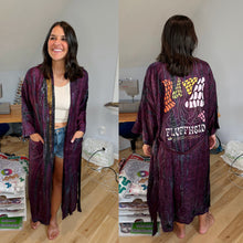 Load image into Gallery viewer, Fluffhead Maroon Lightweight Tie Dye Silk Phish Kimono - Size Sm>L/XL