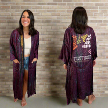 Load image into Gallery viewer, Fluffhead Maroon Lightweight Tie Dye Silk Phish Kimono - Size Sm>L/XL
