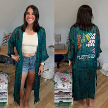 Load image into Gallery viewer, Fluffhead Tie Dye Teal Silk Phish Kimono - Size Sm>L/XL