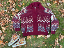 Load image into Gallery viewer, Plus Size Full Zip Grateful Aztec Scarlet Sweater Jacket - ONE Size XL!