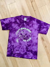 Load image into Gallery viewer, ADULT and YOUTH Grateful Cats Down Under The Stars Purple Tie Dye Tee - Adult S>2XL and  YOUTH Med>XL left!
