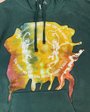 Load image into Gallery viewer, Rock N Roll Phish / Velvet Underground Geode Splash Tie Dye Green Dancing Skeleton Hoodie - Ladies L/XL