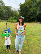 Load image into Gallery viewer, King Gizz Graffiti and Tie Dye Denim Cargo Overalls- Size Small (Size 6ish)