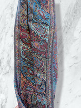 Load image into Gallery viewer, Sparkly Burgundy and Blue  STS9 Paisley Pashmina