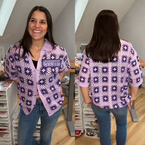 Purple Party Time Crochet Goose Shirt -  ONE Size Small and Medium