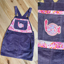 Load image into Gallery viewer, Party Time Purple Corduroy Phish Disco Dress- Size Medium (6/8)