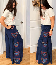 Load image into Gallery viewer, Grateful Psychedelic Stealie Swirl Wide Leg Navy Pants - Size S, M and L