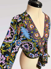 Load image into Gallery viewer, The Stella Blue Grateful Bell Sleeve Wrap Crop Top - Size XS/S, S/M or M/L (LAST TWO!)