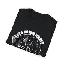 Load image into Gallery viewer, Cats Down Under the Stars Grateful Cosmic Kitty Unisex Softstyle T-Shirt