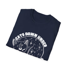 Load image into Gallery viewer, Cats Down Under the Stars Grateful Cosmic Kitty Unisex Softstyle T-Shirt