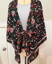 Load image into Gallery viewer, Blossoms Blooming Tie Front Black Grateful Dead Kimono -One Size Fits Most (Only 2 left!)