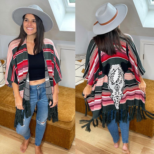 Steal Your Western Skull Poncho Cardigan - One Size Fits Most lol