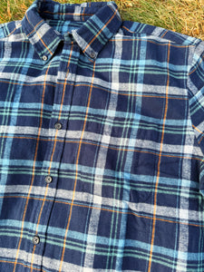 Dire Wolf Shades Of Blue Striped Grateful Flannel - ONE Size L and XL left!