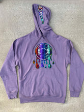 Load image into Gallery viewer, Rock N Roll Phish / Velvet Underground Drippy Tie Dye Purple Dancing Skeleton Hoodie