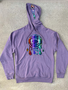 Rock N Roll Phish / Velvet Underground Drippy Tie Dye Purple Dancing Skeleton Hoodie