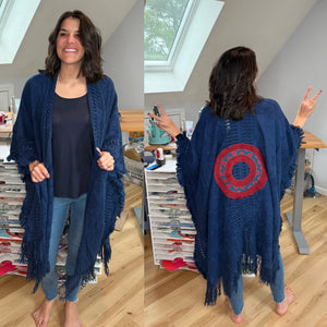 Suede and Fringy Donut Inlay Phish Ruana - One Size Fits All