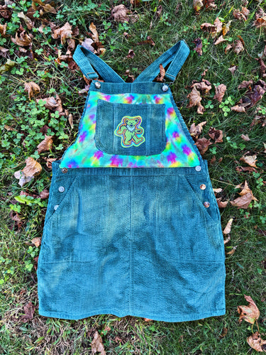 Grateful Bear Jade Tie Dye Corduroy Overall Dress - ONE Size Medium (size 8ish)