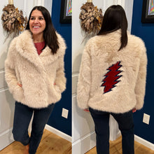 Load image into Gallery viewer, Blue and Red Grateful Dead Faux Fur and Velvet Jacket - One in Each Size Small&gt;XL