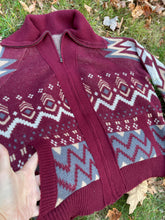 Load image into Gallery viewer, Plus Size Full Zip Grateful Aztec Scarlet Sweater Jacket - Size XXL, 1X and 2X!