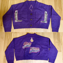 Load image into Gallery viewer, Billy Strings Long Haired Ladies Purple Oversized Cropped Cardigan - Size S/M, M/L, L/XL