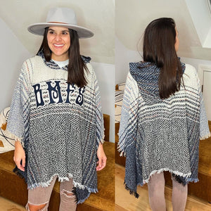 Billy MF Strings Herringbone Tweed Hooded Poncho - One size fits all (LAST ONE!)