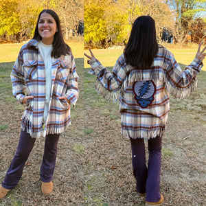 Grateful Fringy Plaid Stealie Jacket Shirt - Size S/M, M/L and L/XL