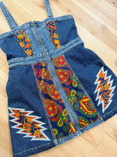 Load image into Gallery viewer, Grateful Green Tapestry Denim Full Zip Dress -ONE Size Medium left!