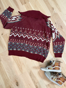 Plus Size Full Zip Pretty Lights Aztec Sweater Jacket - ONE Size XXL left!