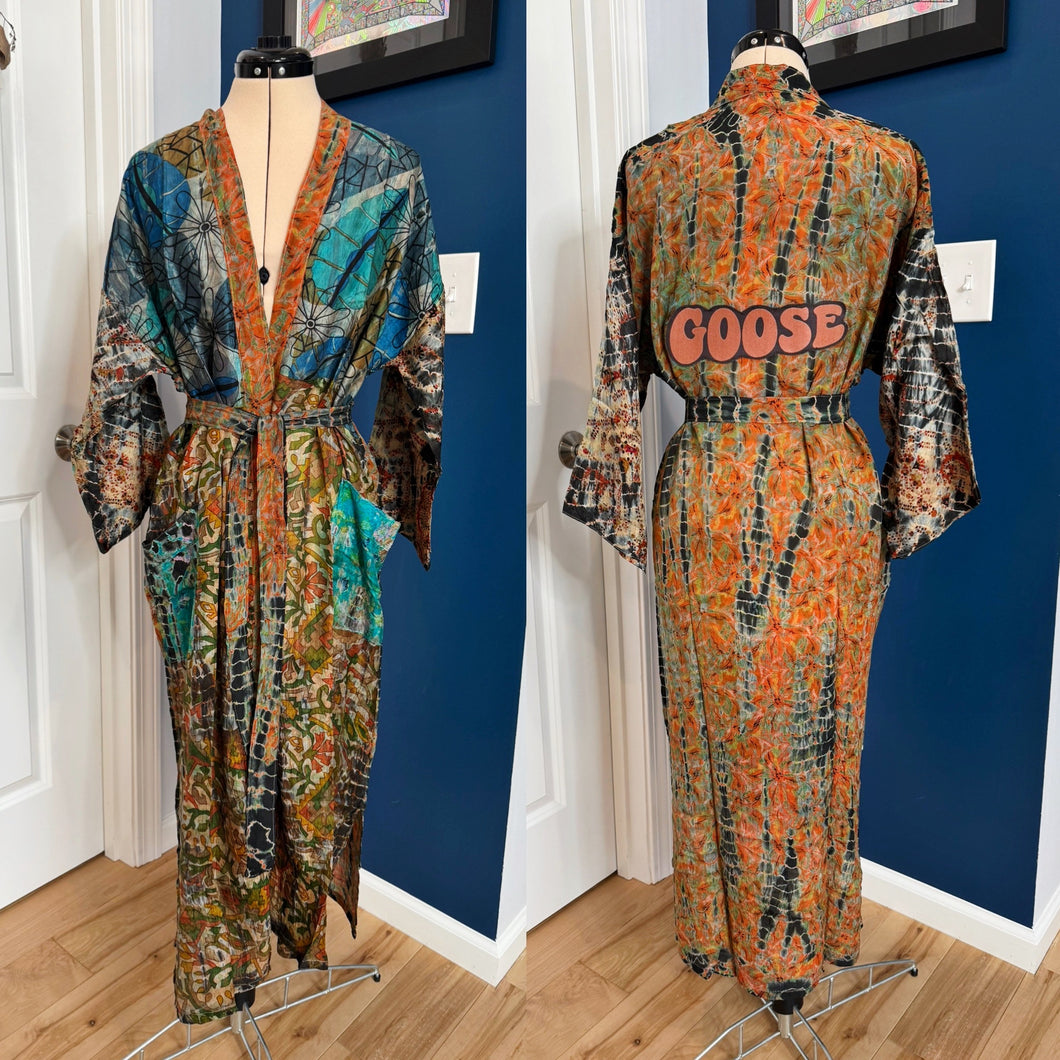 Goose Tie Dye Silk Kimono - Size Sm>L/XL