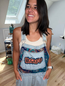 BMFS Tapestry Denim Cargo Overalls- Size  XL (Size 16ish)