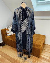 Load image into Gallery viewer, Grateful Sparkle Bolt Velvet Blue Burnout Kimono - One size fits ALL (ONE LEFT!)