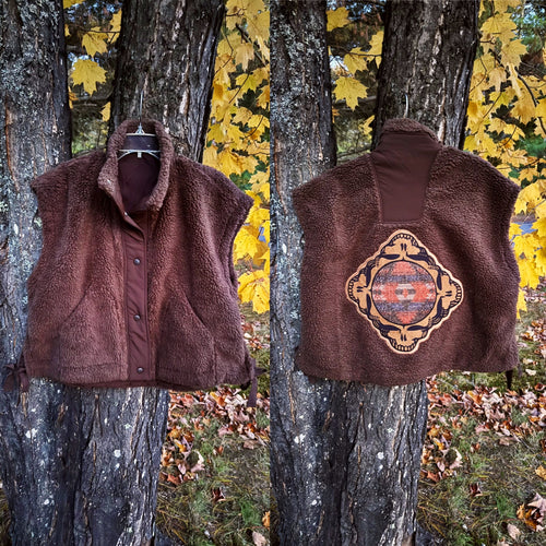 Steal Your Oversized Cozy Pendleton Inspired Sherpa Vest - Size S/M, M/L and L/XL