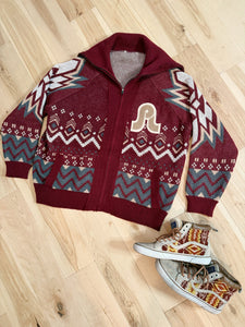 Plus Size Full Zip Pretty Lights Aztec Sweater Jacket - ONE Size XXL left!