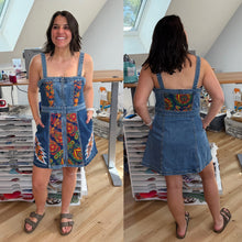 Load image into Gallery viewer, Grateful Green Tapestry Denim Full Zip Dress -ONE Size Medium left!