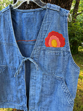 Load image into Gallery viewer, Billy Strings Linen Appliqué Denim Tie Front Vest - Fits a Size L or XL