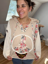 Load image into Gallery viewer, Peace is DEAD Floral Almond Patchy Ribbed Grateful Hoodie - ONE Size S/M left!