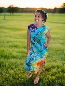 Grateful Dancing Skeletons Tie Dye Maxi Dress - Size Small