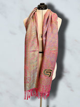 Load image into Gallery viewer, Sparkly Deep Pink and Teal STS9 Paisley Pashmina