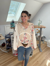 Load image into Gallery viewer, Peace is DEAD Floral Almond Patchy Ribbed Grateful Hoodie - ONE Size S/M left!