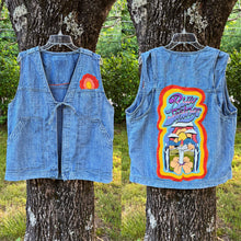 Load image into Gallery viewer, Billy Strings Linen Appliqué Denim Tie Front Vest - Fits a Size L or XL