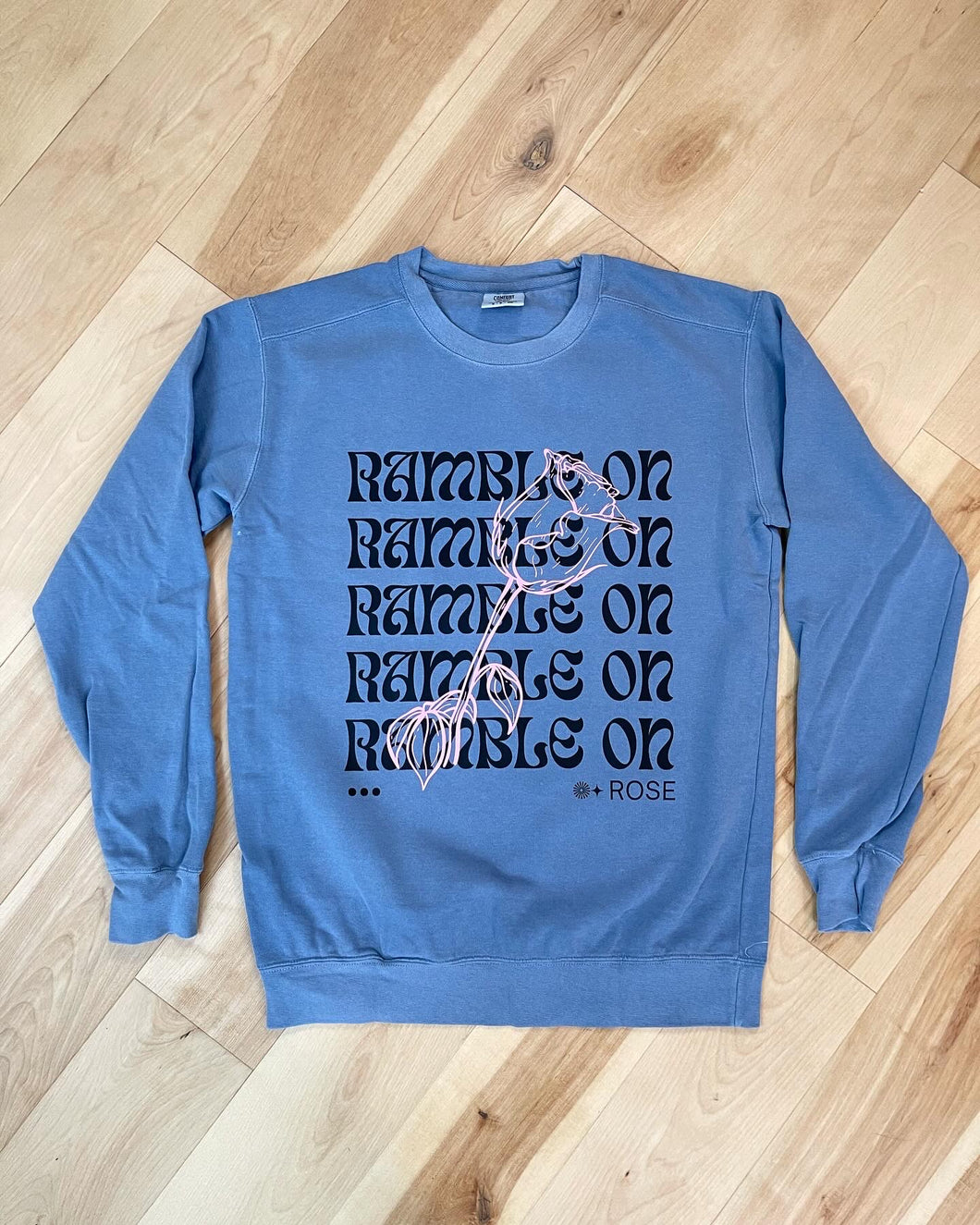 Light Blue Ramble on Rose Grateful Dead Crewneck Sweatshirt