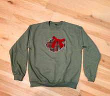 Load image into Gallery viewer, O Come All ‘Ye Phish Heads Sage Green and Plaid Crewneck With Velvet Bow - Size S&gt;2XL