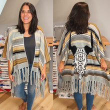 Load image into Gallery viewer, Way Out West Goose Skull Fringy Ruana- One size fits all! (Only ONE Left!)