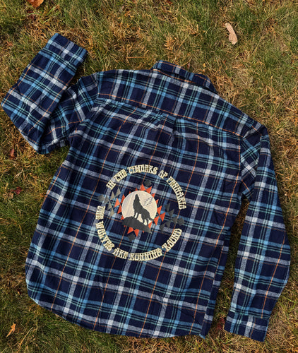 Dire Wolf Shades Of Blue Striped Grateful Flannel - ONE Size Large left!
