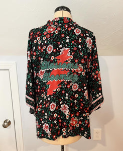 Blossoms Blooming Tie Front Black Grateful Dead Kimono -One Size Fits Most (Only 2 left!)